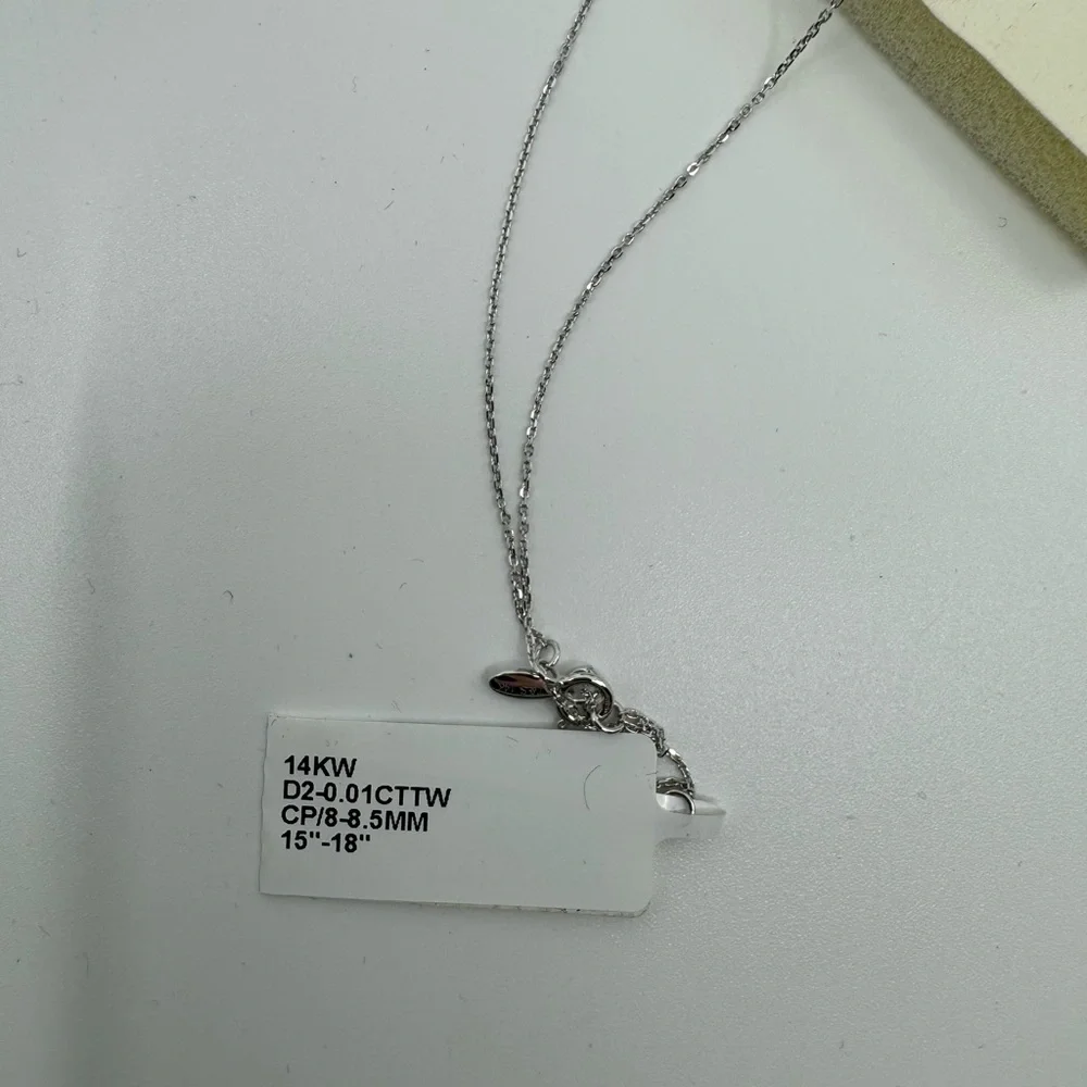 Tara Cultured Pearl and Diamond Pendant Necklace on 14k White Gold Chain - Picture 6 of 7